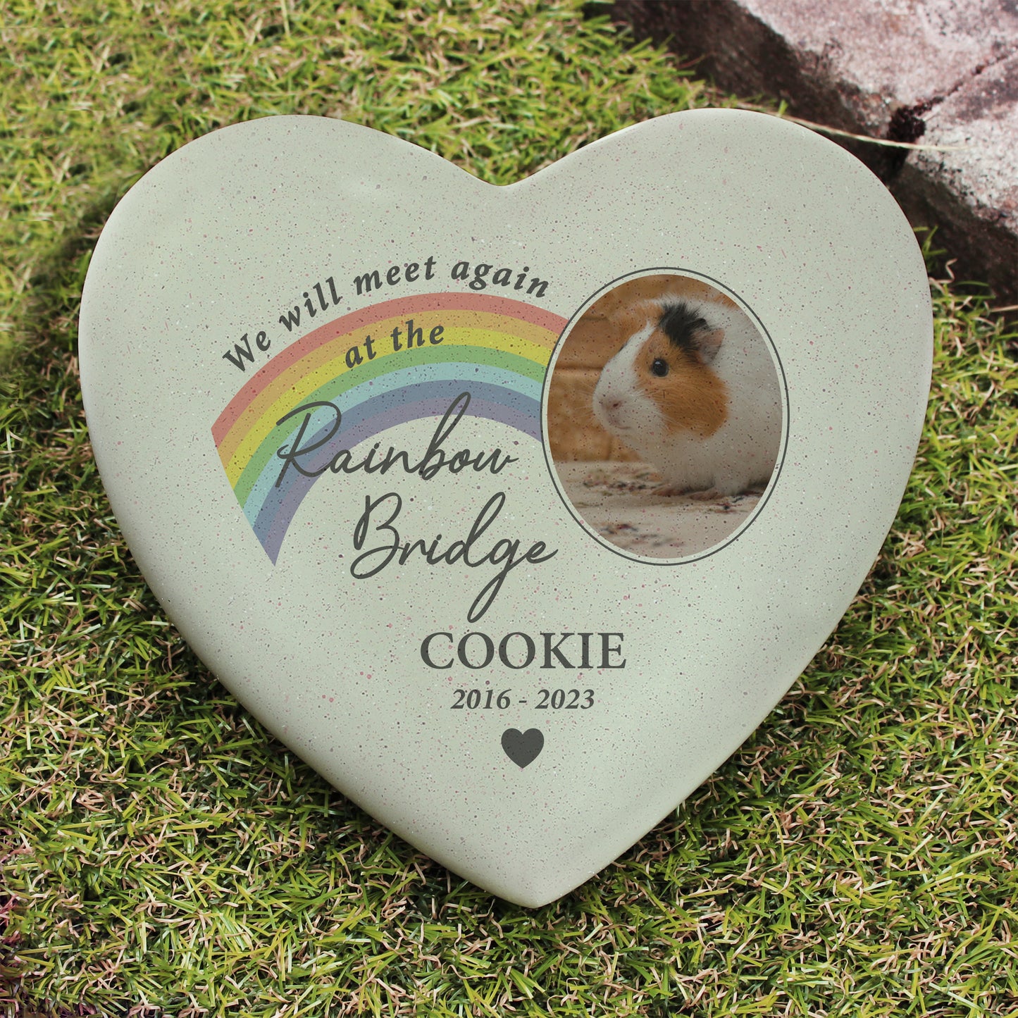Personalised Pet Rainbow Bridge Photo Memorial Heart