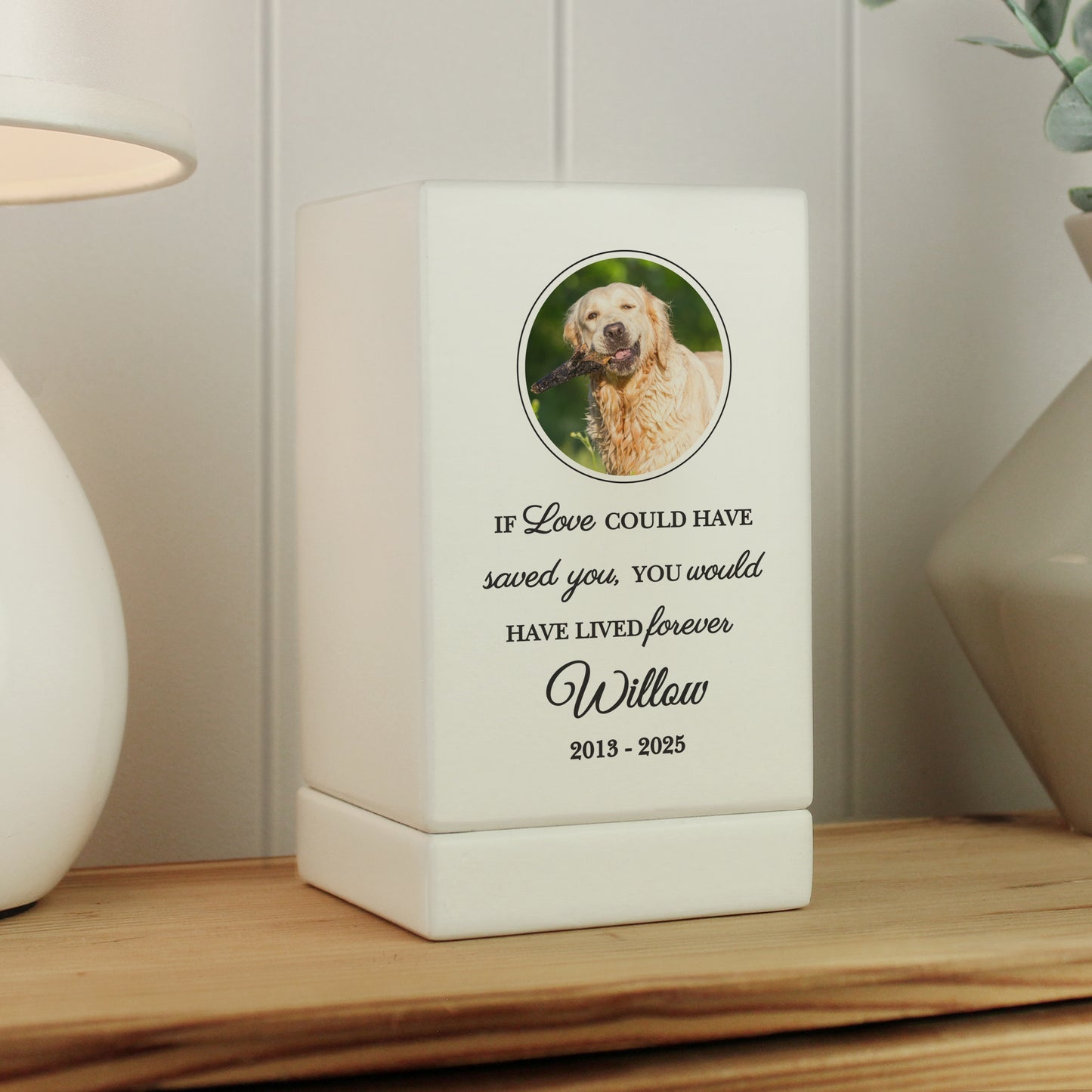 Personalised Pet Photo Small Wooden Urn