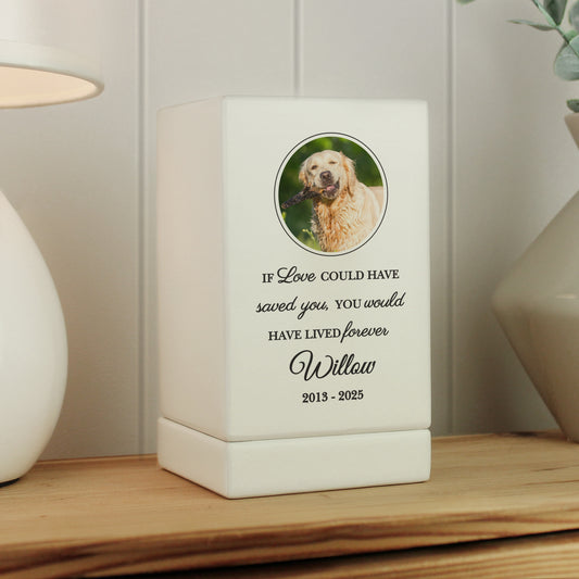 Personalised Pet Photo Small Wooden Urn