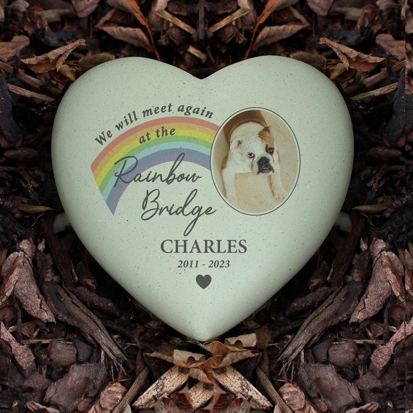 Personalised Pet Rainbow Bridge Photo Memorial Heart