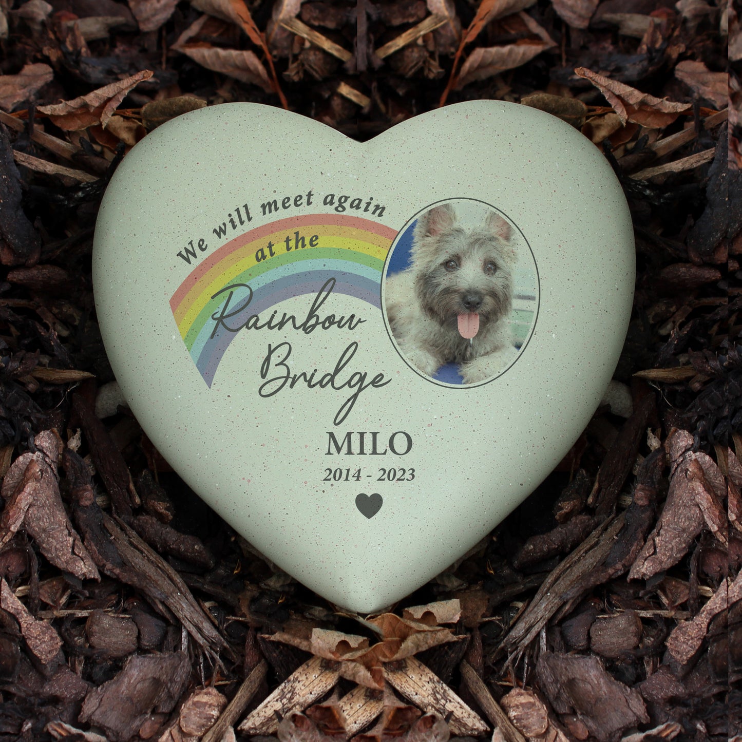 Personalised Pet Rainbow Bridge Photo Memorial Heart