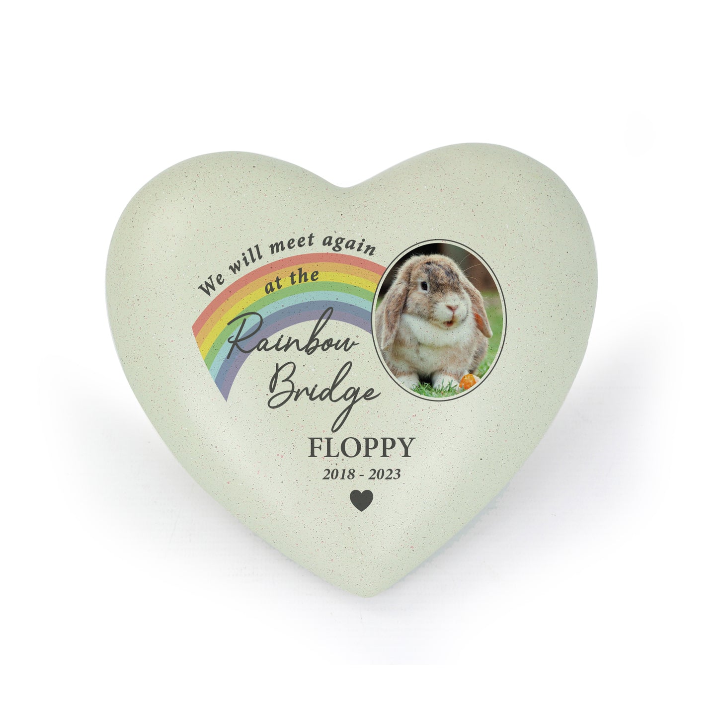 Personalised Pet Rainbow Bridge Photo Memorial Heart